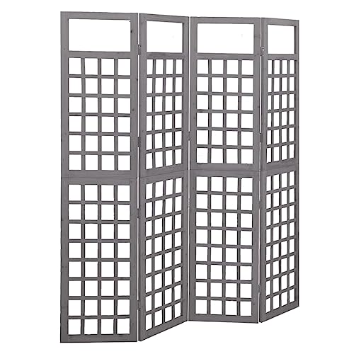 4-Panel Room Divider/Trellis Solid Fir Wood Gray 63.4