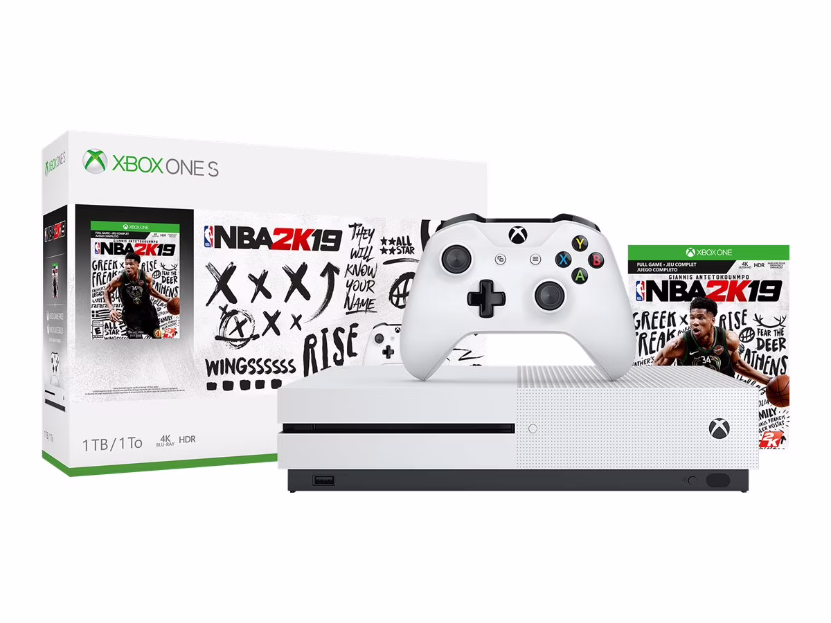 Microsoft Xbox One S 1TB NBA 2K19 Bundle, White, 234-00575