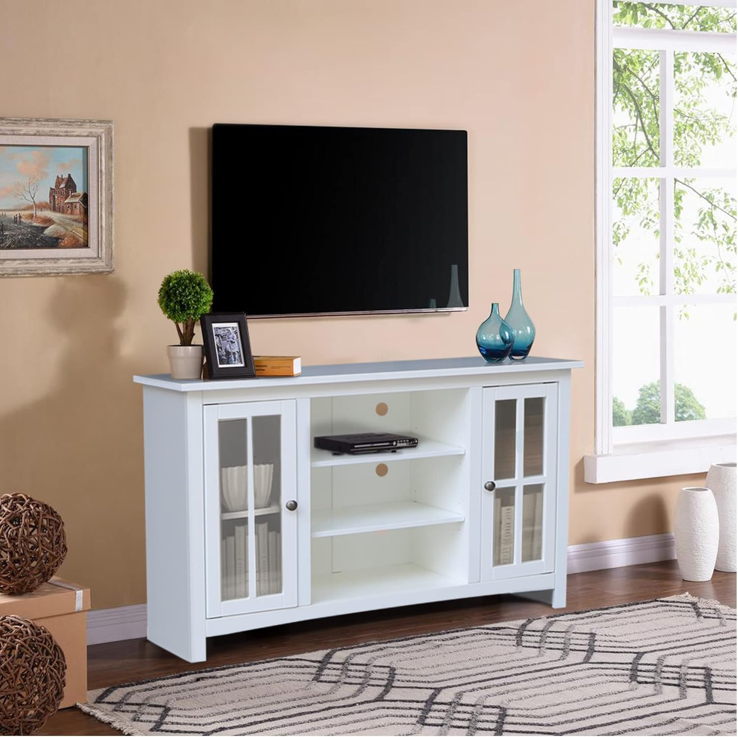 IC International Concepts Entertainment/TV Stand, White