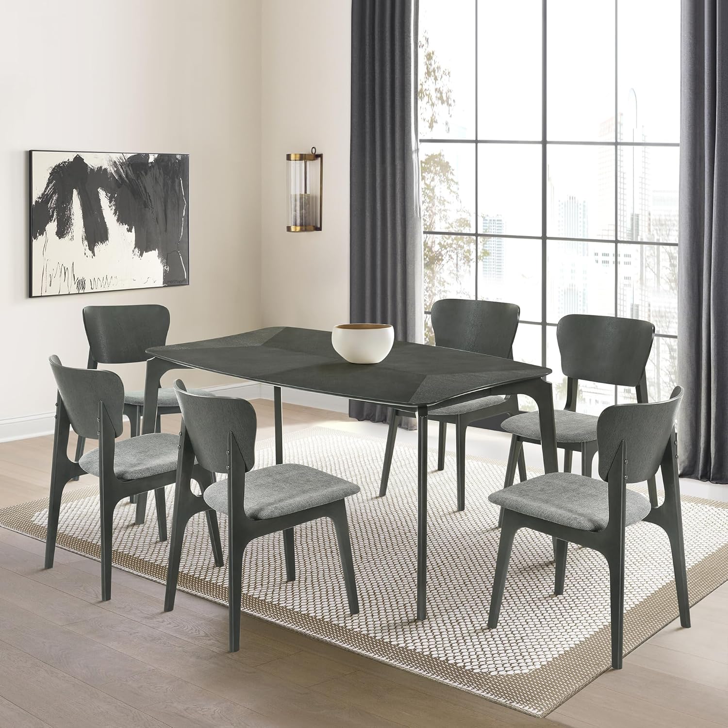 Armen Living Kalia Modern 7 Piece Dining Set, OneSize, Gray