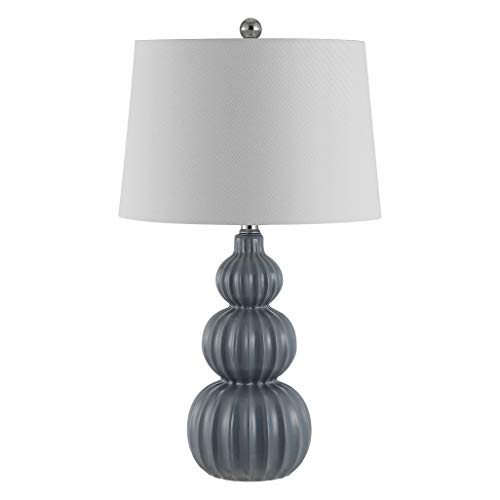 Safavieh Lighting Collection Corina Grey Triple Gourd Ceramic 26-inch Bedroom Living Room Home Office Desk Nightstand Table Lamp (LED Bulb Included)