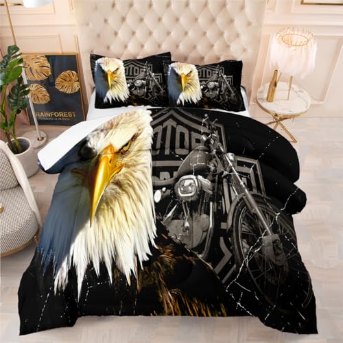 Queen Comforter Set, 3D Eagle Comforter for Queen Size Bed, Soft Warm Bedding Set 3 Pieces for All Seasons, 1 Comforter (90