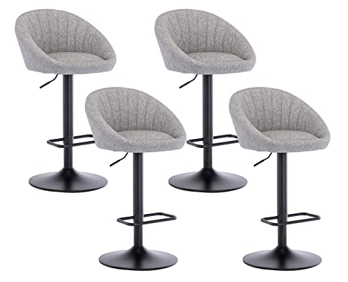 Shunzhi Swivel Beige Bar Stools Set of 2 Modern Adjustable Counter Stools Upholstered Bar Chairs with Back/Metal Base for Dining Room/Kitchen Island/Home Bar, Terrycloth