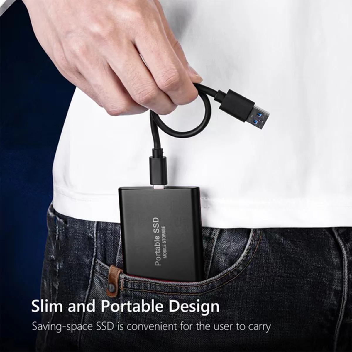 1 Terabyte TB (976GB), External SSD Solid State Hard Backup Drive, 20mbps, Type-C to USB 3.1, Metal, High Speed