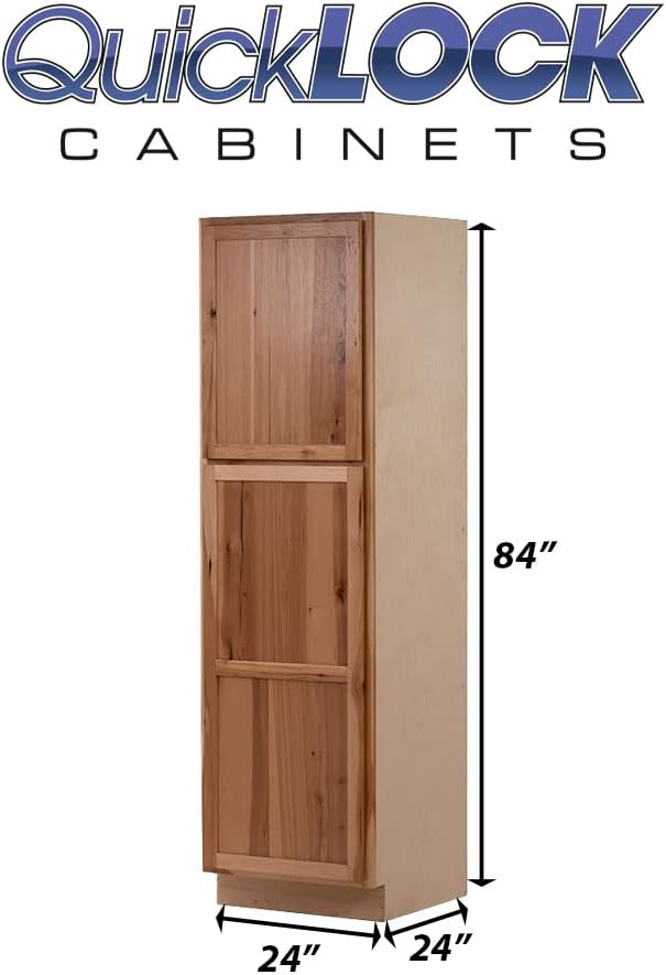 Quicklock RTA (Ready-to-Assemble) | Base Kitchen Cabinets - Shaker Style | 100% Plywood | Made in America | Soft Close Hardware (Rustic Hickory, 24