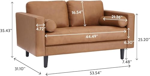 Naomi Home Genuine Leather Upholstered Sofa Set - Revel in Exquisite Leather Opulence - Unparalleled Luxury Mid-Century Leather Chair/Sofa Tan