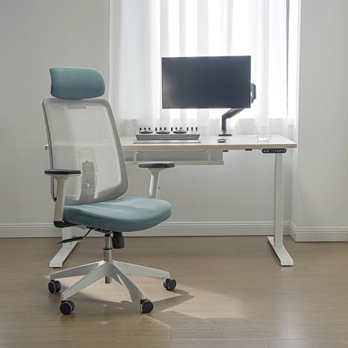 BANTI Home Office Desk Chair, Modern Office Chair Mid Back, Swivel Rolling Chair with Wheels, Height Adjustable Computer Tsak Chair, Brown