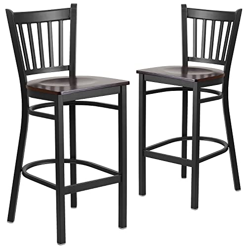 Flash Furniture HERCULES Series Black Vertical Back Metal Restaurant Barstool - Black Vinyl Seat