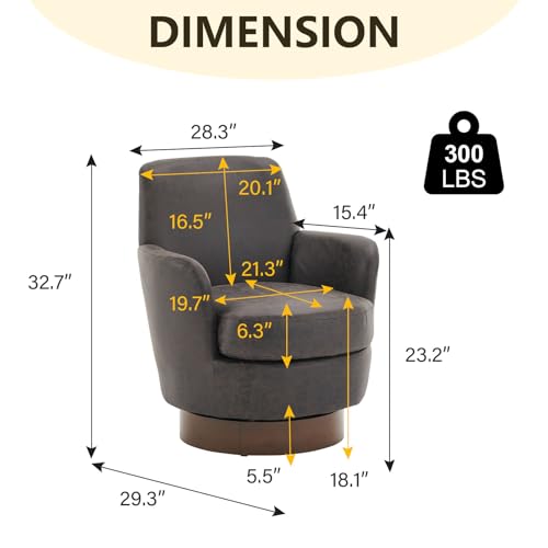 Swivel Barrel Chair Set of 2,Modern Round Accent Arm Chairs with Tall Backrest,Upholstered Comfy 360 Degree Velvet Swivel Round Single Club Sofa Chair for Nursery Living Room Bedroom