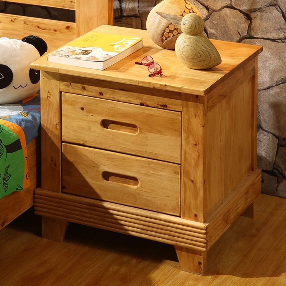 Side Table, Warm Brown Drawer Cabinet, Solid Cedar Bedroom Bedside Table 2 Drawer Living Room/Balcony End Accent Table