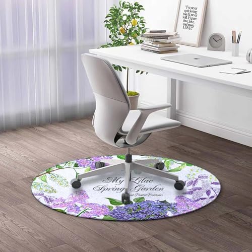 Round Rug 39 in Spring Desk Chair Mat Watercolor Floral Desk Chair Mat with Multi-Purpose Anti Slip ECO Friendly Floor Mat for Office/Home