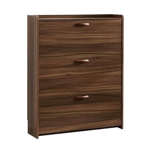 Shoe Shelf Shoe Storage Cabinet with 3 Flip Drawers, Freestanding Shoe Organizer for Entryway, Space Saving Narrow Shoe Rack Cabinet, Rustic Brown Shoe Rack(A,60x17x110cm)