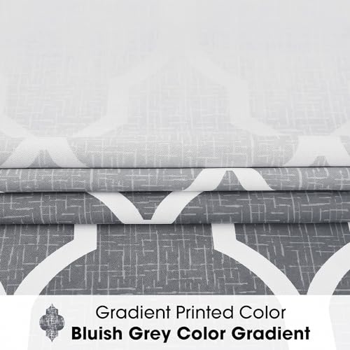 Metro Parlor Ombre Full Blackout Curtains 84 Inches Long 2 Panels for Living Room Bedroom Grey White Moroccan Geo Patterned Room Darkening Thermal Insulated Grommet Top Window Treatment Drapes,52x84