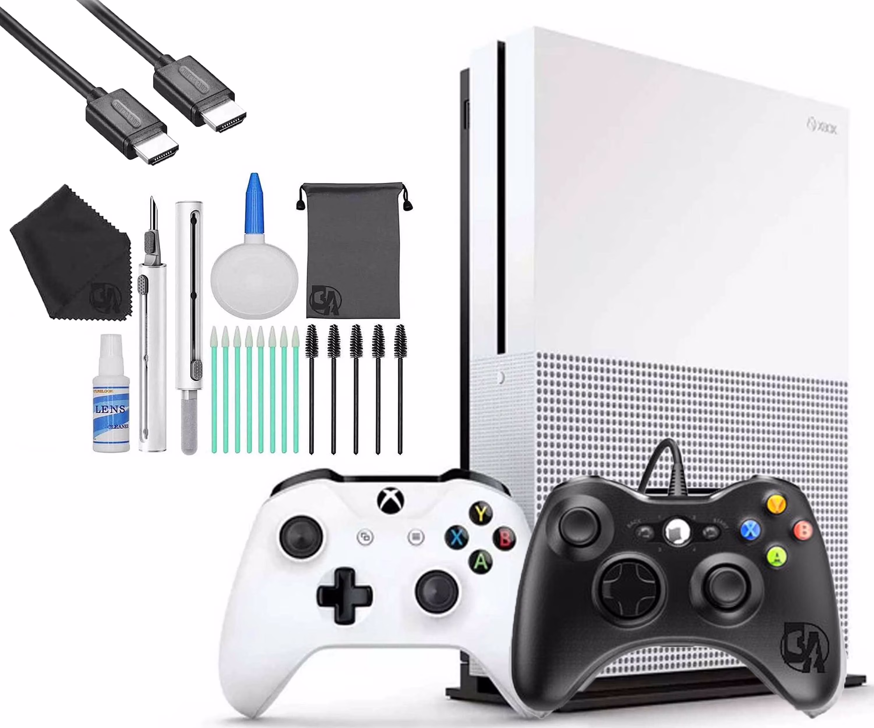 Restored Microsoft Xbox One S 1TB Gaming Console White with 2 Controller HDMI Cleaning Kit (Refurbished)