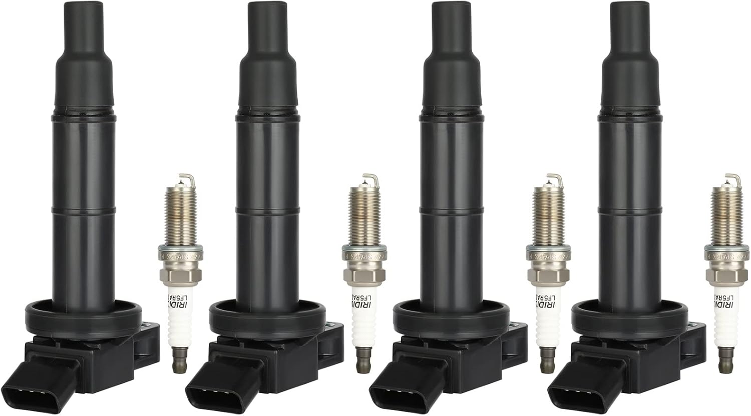ECCPP Ignition Coil Coils Pack iridium Spark Plugs UF333 for Toyota for Camry Matrix RAV4 for Highlander Solara Vibe TC HS250h 2.4L l4 set of 4