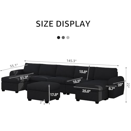 Wimarsbon Reversible Storage Modular Sofa，Modern Sectional Sofa Couch, Luxury Teddy Velvet Sofa Set with Ottomans for Living Room/Lounges (White, 8 Seats)