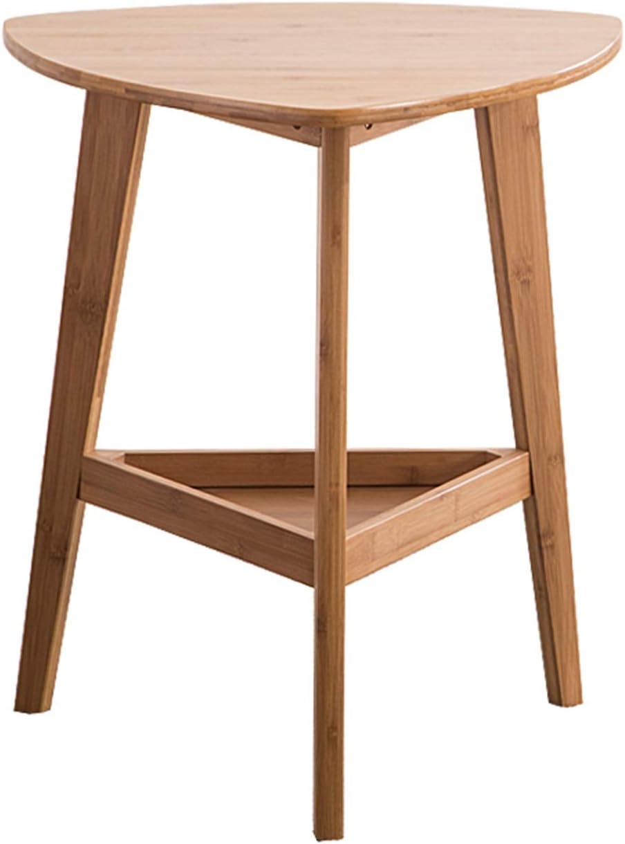 Tables Juan Wooden Sofa Side Mini Triangle Coffee Modern Living Room Balcony Small Space Bamboo Corner Bedroom 2 Tier Nightstand, 50x49x57CM