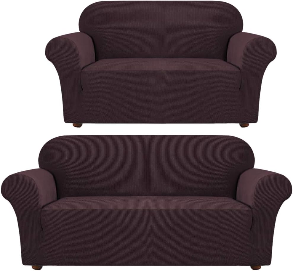 Turquoize Sofa Slipcover Bundle with Loveseat Cover Couch Covers 1 Piece Sofa Covers for 3 Cushion Couch Furniture Protector Brown