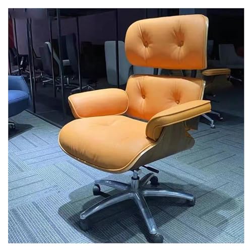 Office Chair, Office Chair Simple Modern Luxury Relaxing Office Furniture Designer Leather Chair Comfortable Rotating Boss Chair(A)