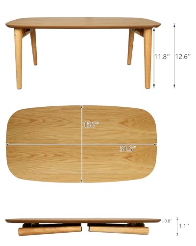 Wood Folding Coffee Table Space Saving Side Table