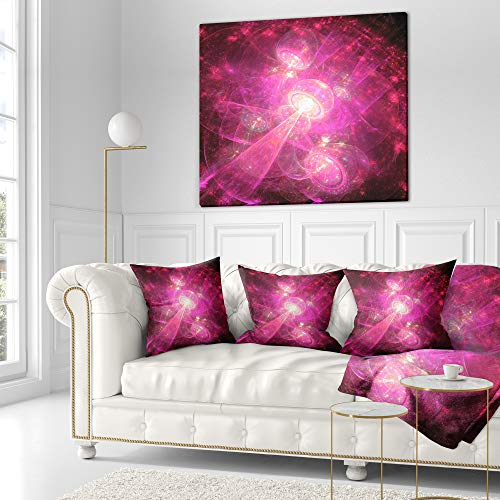 Designart Pink Fractal Space Theme' Abstract Throw Living Room, Sofa, Pillow Insert + Cushion Cover Printed On Both Side 16 in. x 16 in