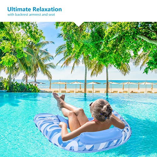 Inflatable Pool Float Chair - Floating Pool Chair Lounge Floats for Swimming Pool Water Chair Pool Lounger with Cup Holder Pool Toy Party Floaties for Adults, Extra Large