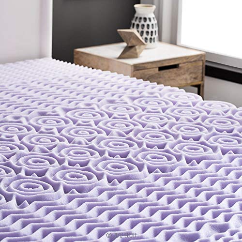 LUCID Lavender-Infused Mattress Topper - Memory Foam - 3 Inch - Twin XL Size - Plush Feel - 5 Convoluted Zones - CertiPUR Certified - New Home Owner & Dorm Room Essentials