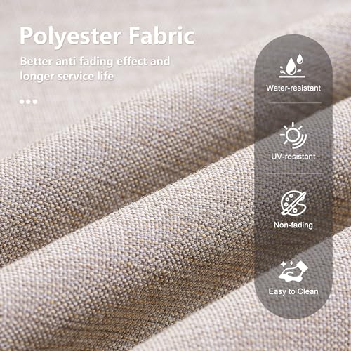 Patio Furniture Outdoor Furniture All Weather Wicker 7 Pieces Conversation Set with Swivel Rocking Chairs Matching Side Table,High Back Sofa,Ottomans and Coffee Table,Grey Wicker Denim Blue