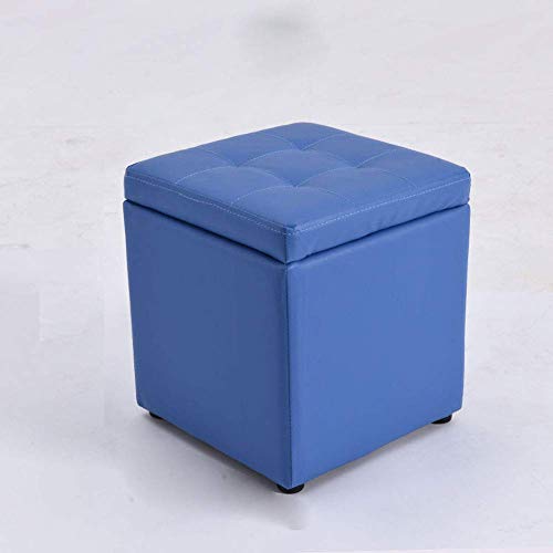 Ottoman Leather Footstool, Square Storage Stool Modern Minimalist Living Room Sofa Foot Stools Solid Wood Small Seat Chair Non-Slip Waterproof,Purple