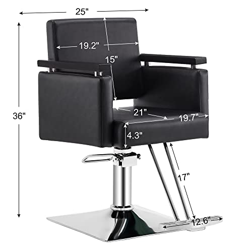 BarberPub Classic Hydraulic Barber Chair Salon Chair Beauty Spa Styling Salon Equipment 8803 (Black)