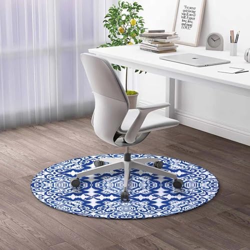 Round Rug 5 FT BambooTree Office Desk Chair Mat Green Computer Gaming Rolling Chair Mat Heavy Duty Floor Mat for Office Chair and Computer Desk