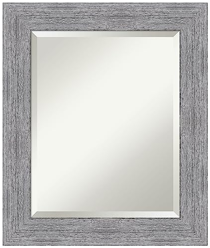 Amanti Art Bathroom Mirror, Rustic Plank Grey Narrow Wall Mirror for use as Bathroom Vanity Mirror Over Sink (25.5 x 31.5 in.) Beveled Mirror, Grey Mirror, Country Rustic Mirror from WI, USA