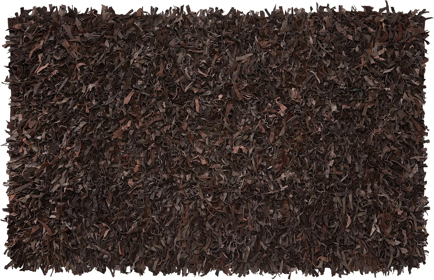 HF by LT Handwoven Leather Shag Rug, 4' x 6', Chocolate