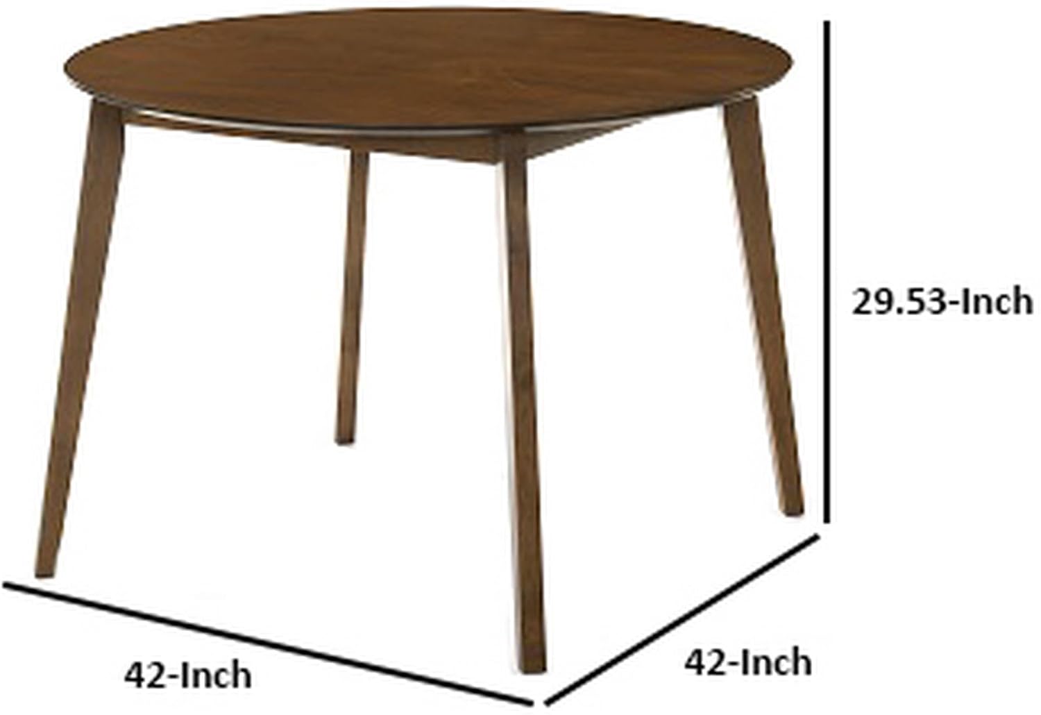 Benjara CID Cas 42 Inch Round Dining Table, 4 Seater, Rich Walnut Wood Finish, Brown