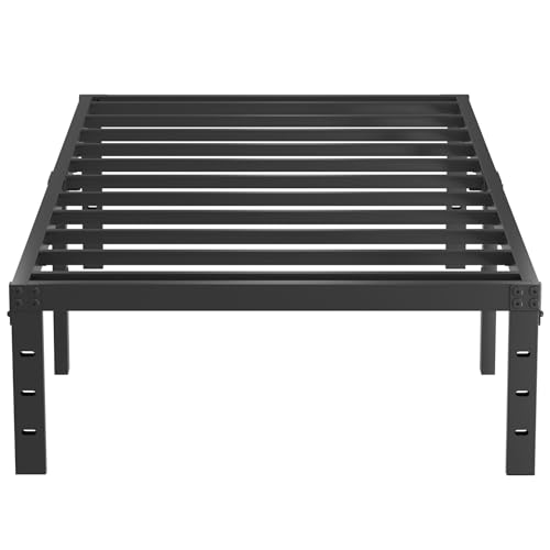 Queen Size Metal Bed Frame - 16 Inch Heavy Duty Bedframe Black Basic Steel Slats Platform No Box Spring Needed, Easy Assembly, Noise Free