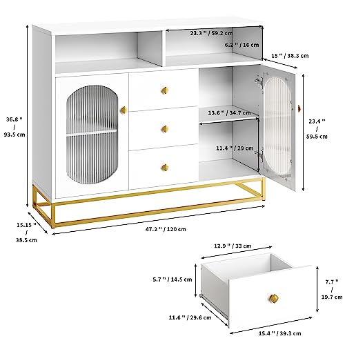 finetones Sideboard Buffet Cabinet with Storage, 47.2