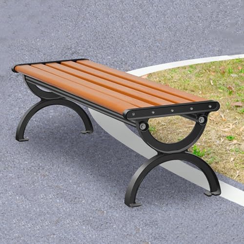 Outdoor Bench Seat - Backless Patio Garden Chair Benches, with Metal Frame and Corrosion-Resistant Solid Wood Seats, Perfect for Backyard, Deck, Lawn, Poolside, Outdoor Furniture ( Color : With backre