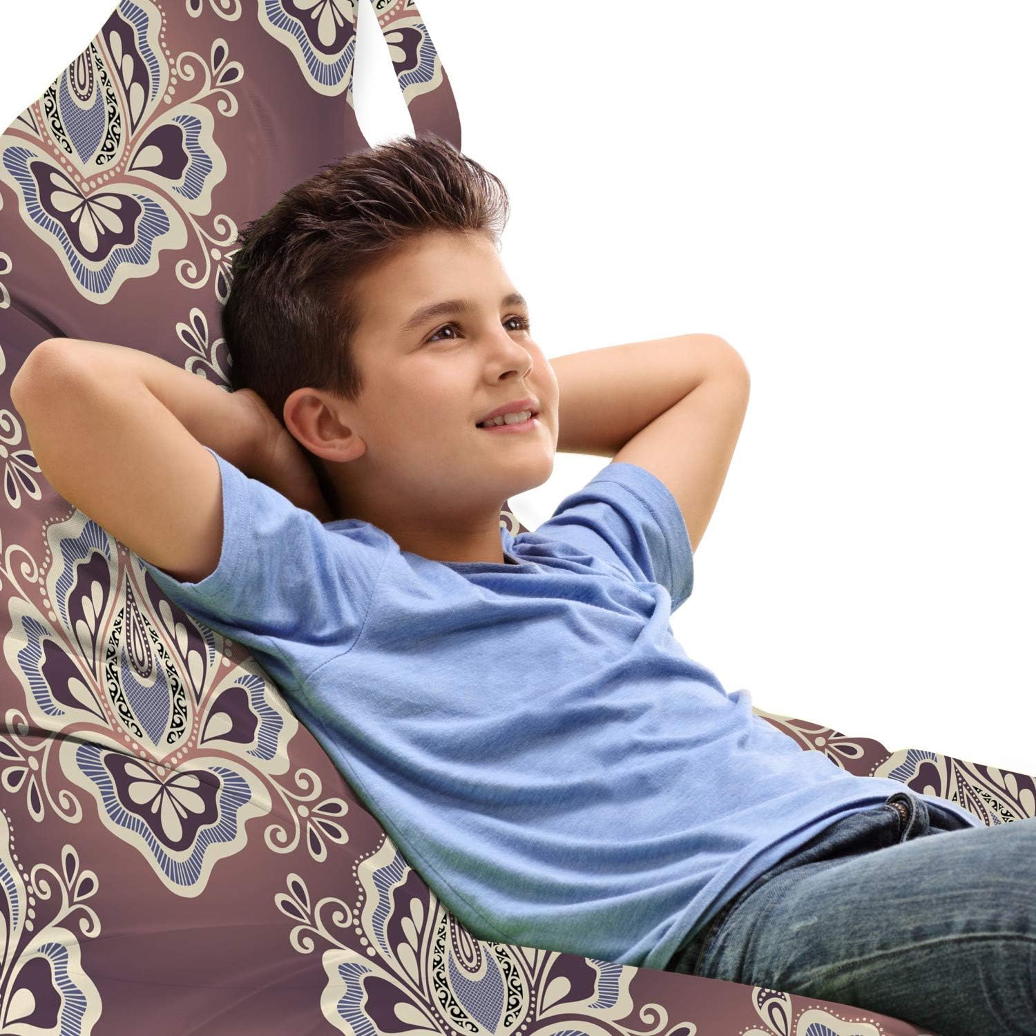 Ambesonne Vintage Lounger Chair Bag, Botanical Old Fashioned Motifs in Retro Colors Nature Inspired Ornamental Petals, High Capacity Storage with Handle Container, Lounger Size, Multicolor