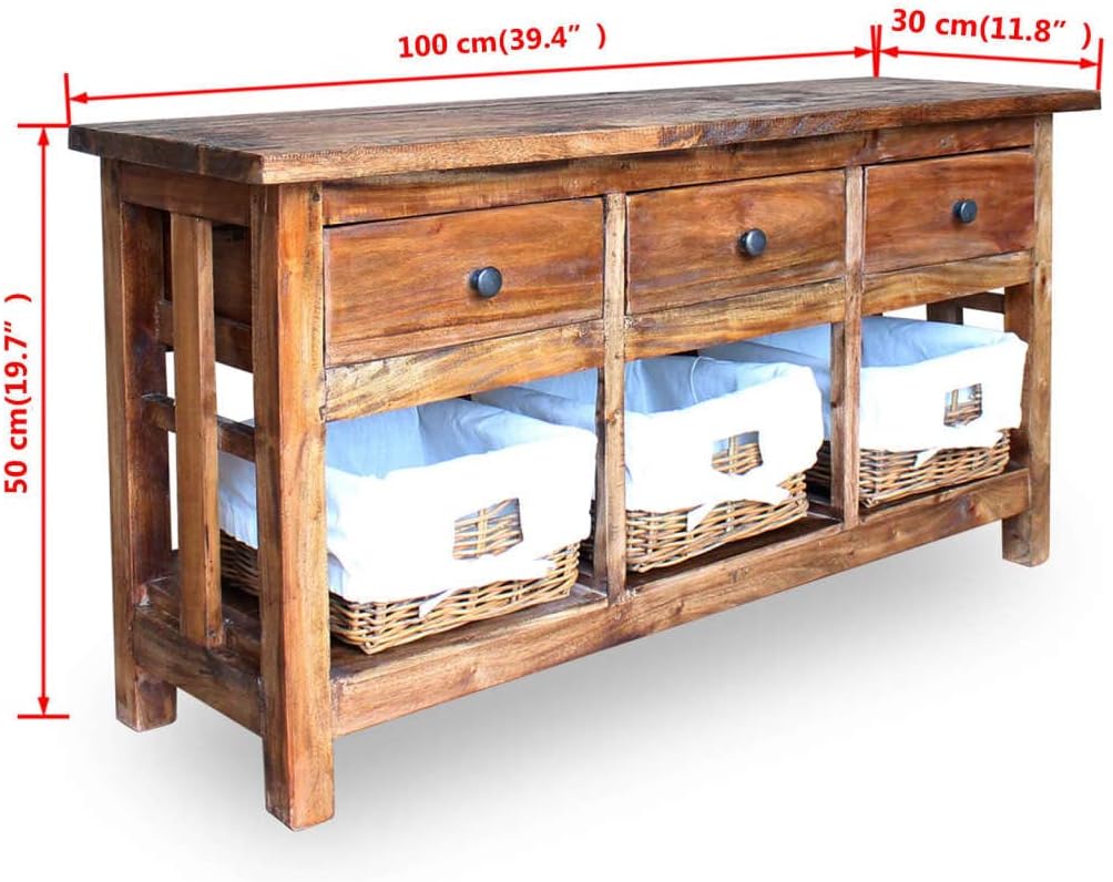 Modern Storage Cabinet, Multifunctional Cupboard, Sideboard for Living Room, Kitchen, Dining Room Solid Reclaimed Wood 39.4