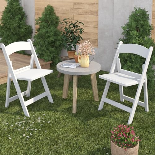 4 Pack Folding Chairs, Resin Chairs with Padded Seat, White Folding Chairs for Outside, Comfortable Event Chair Indoor Outdoor for Home Event Party Picnic School Wedding, 600lbs Capacity