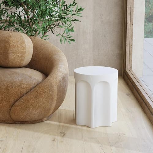 East at Main Indigo Road by Egypt Sherrod Athena Column Side Tabl (White)