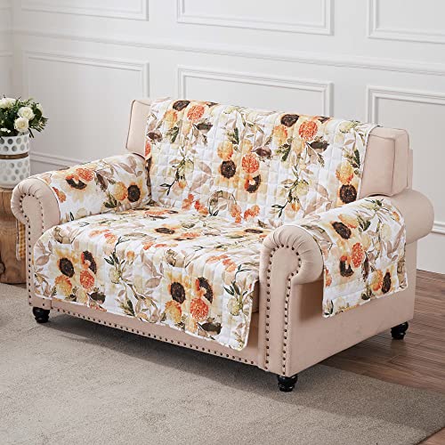 Greenland Home Somerset Quilted Reversible Furniture Cover, Sofa, 127 W x 77 L, Gold