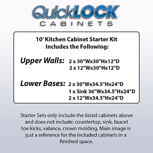 Quicklock RTA (Ready-to-Assemble) Cabinets | Kitchen Starter Sets | Office Kitchenette | Small Home Kitchenette | Apartment Kitchenette (Provincial Stain, 10 Foot)