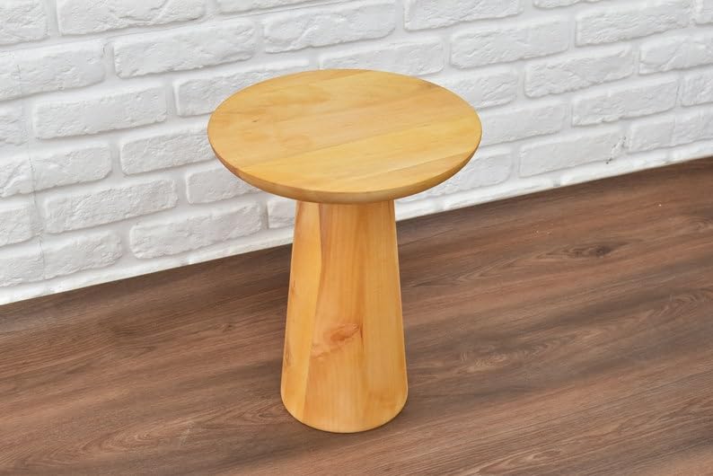 Coffee table in wood modern style, Side table, living room decoration, Plant Stand, tea table, housewarming gift, Mushroom end table (H: 18