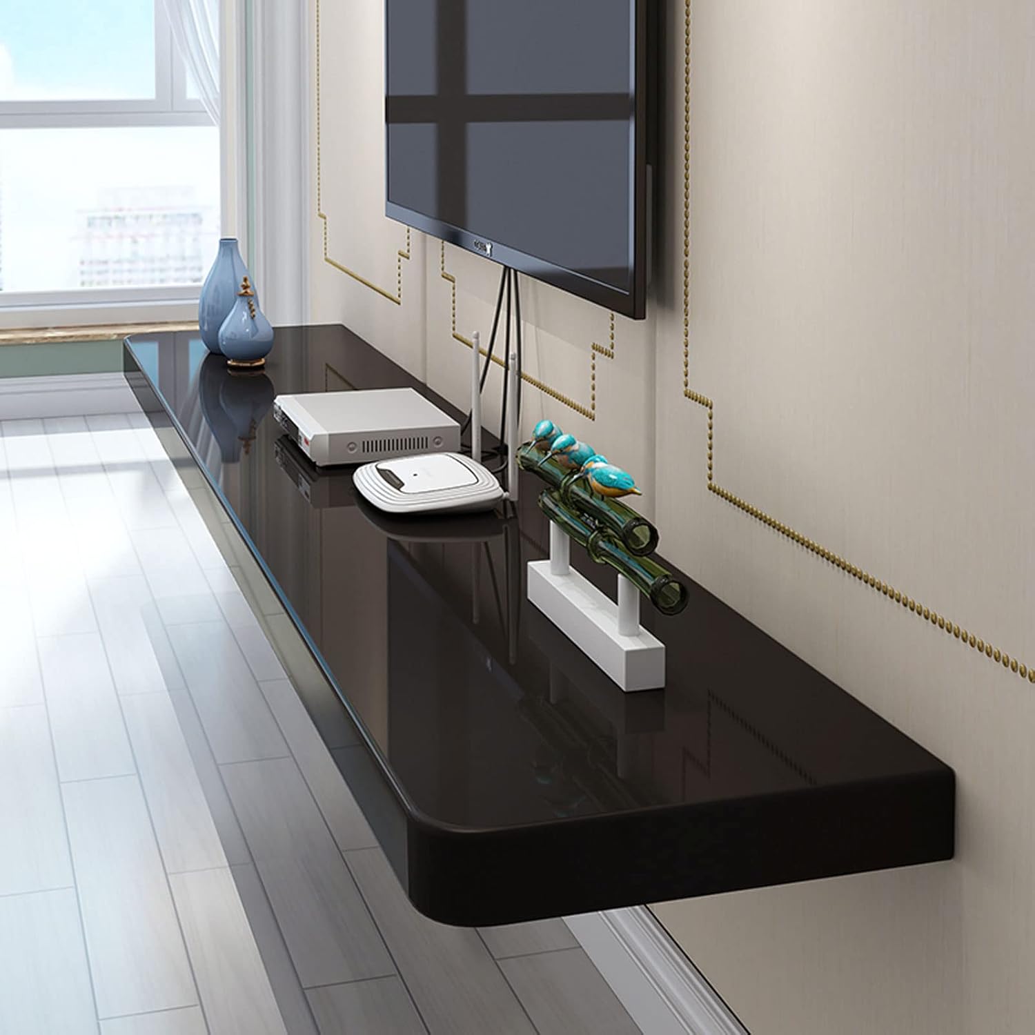 Wall Shelf Floating Shelf Wall Mounted TV Shelf Entertainment Unit TV Stand TV Console Set Top Box Router DVD Projector Toys Gaming Shelf TV Board Bookshelf Wall Unit Decor Utility Shelve