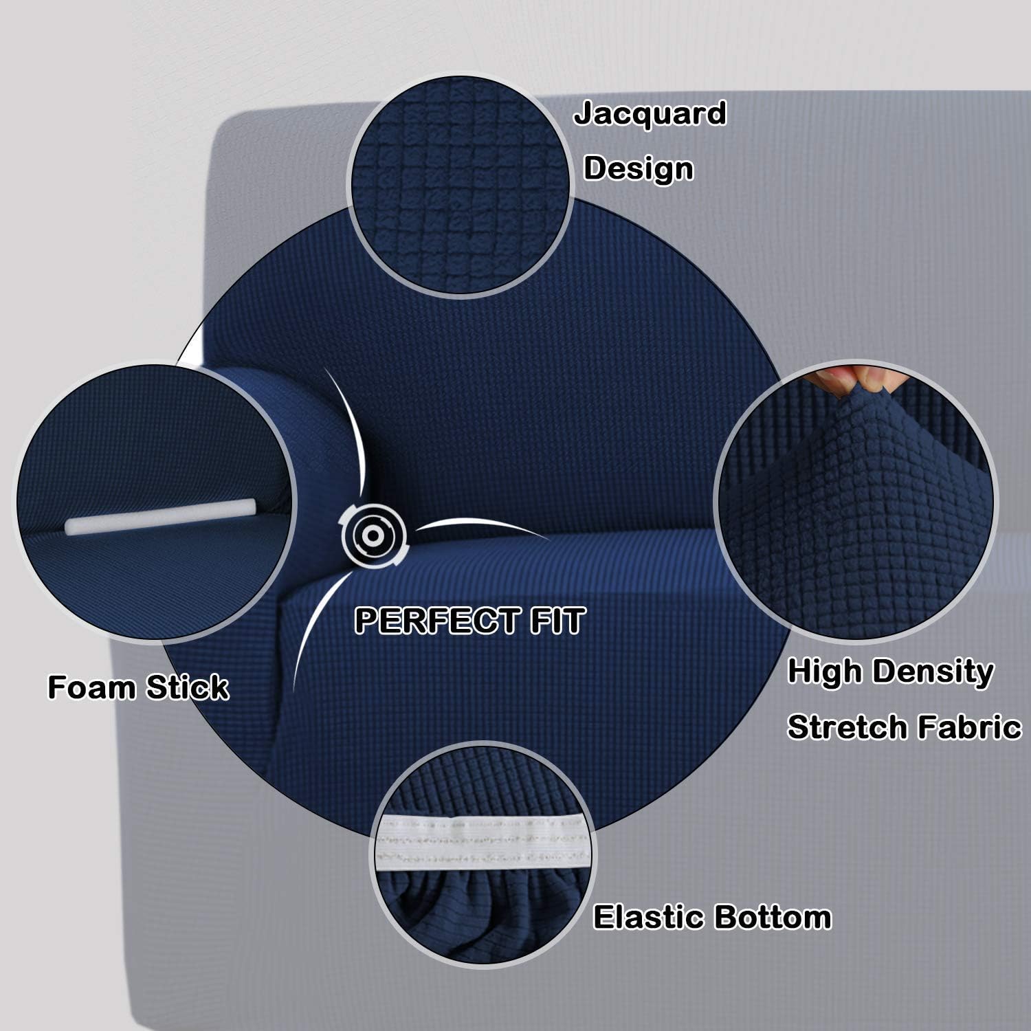 Turquoize Sofa Slipcover Bundle with Loveseat Cover Couch Covers 1 Piece Sofa Covers for 3 Cushion Couch Furniture Protector Navy