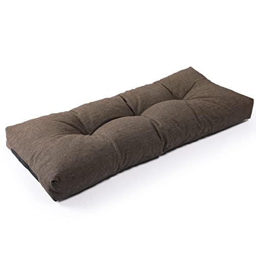 SUNROX LokGrip Non slip Tufted Memory Foam Bench Cushion, FadeShield Water Resistant Durable Thicken Outdoor/Indoor Bench Seat Pads 36x14x4 inch, Heather Grey