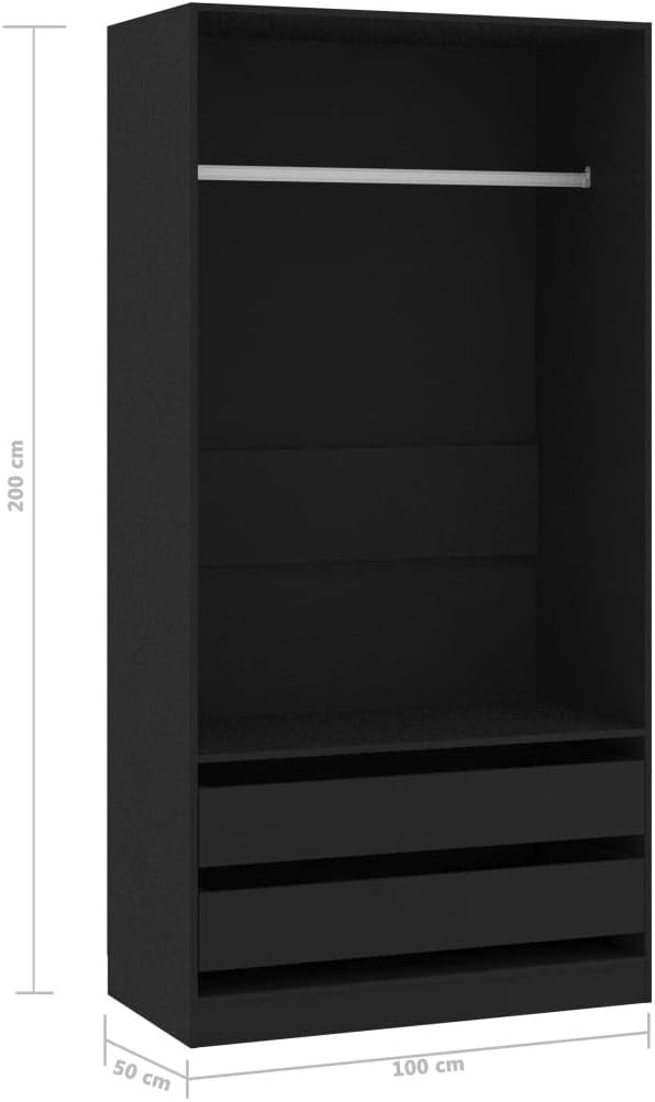 Cabinets & Storage,Cupboards & Wardrobes,Wardrobe Black 100x50x200 cm Engineered Wood