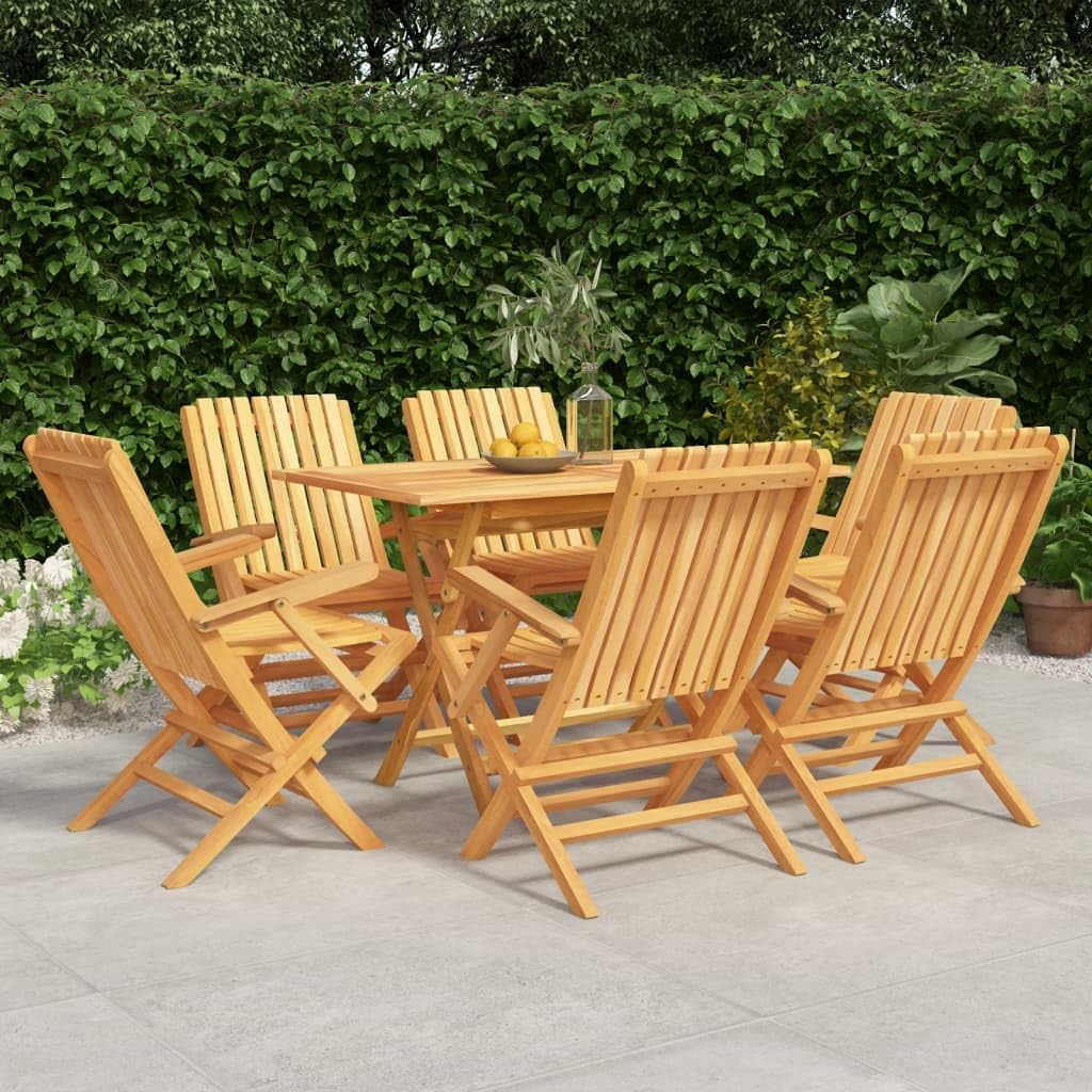 7 Piece Patio Dining Set Solid Wood Teak,Furniture,Outdoor Furniture,Outdoor Furniture Sets,Brown,76.04kg/167.288ib
