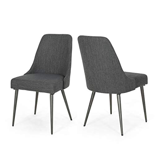Modern Fabric Dining Chairs (Set of 2), Charcoal